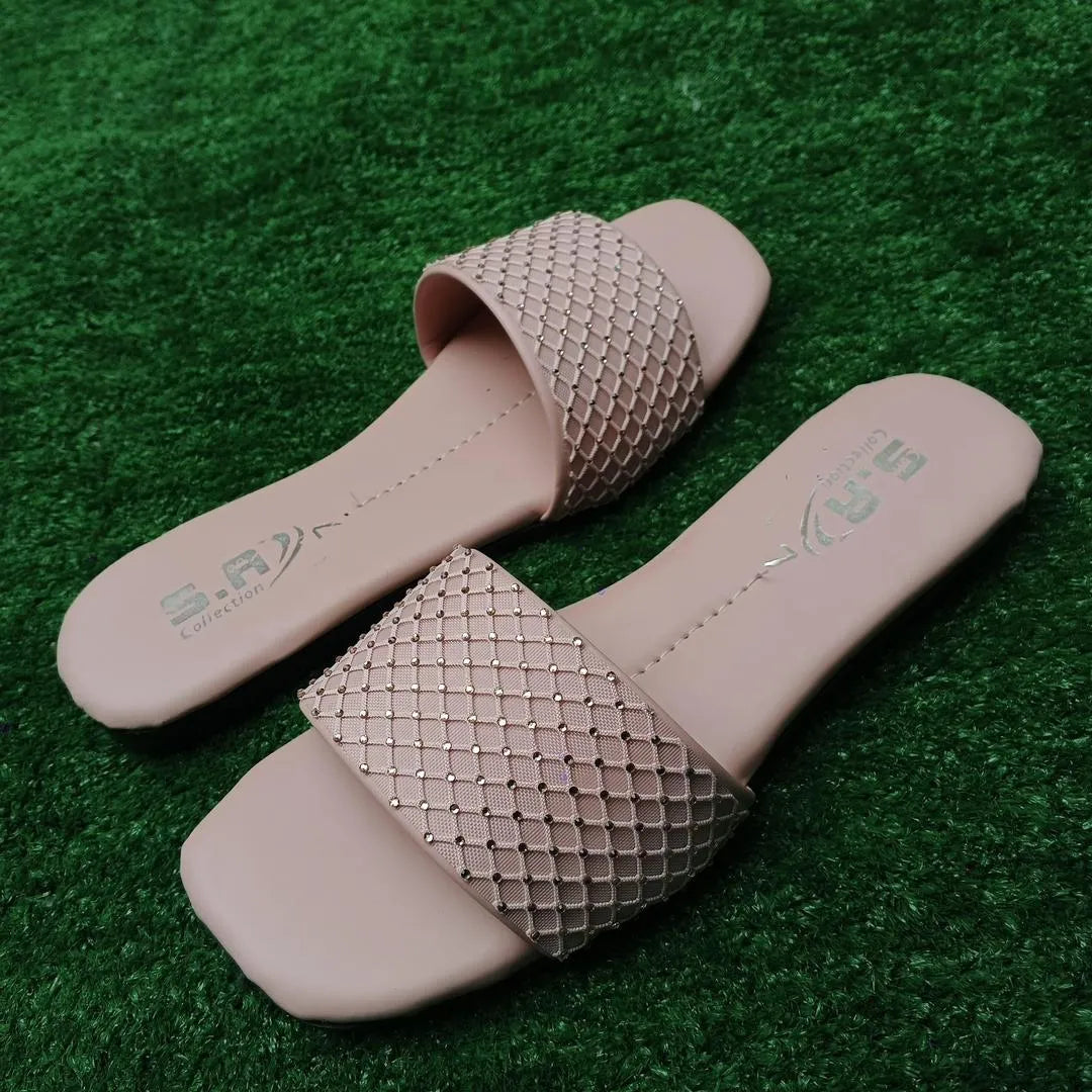 *Product Name*: Women Synthetic Leather Rhinestone Flats Pink Size 6-10