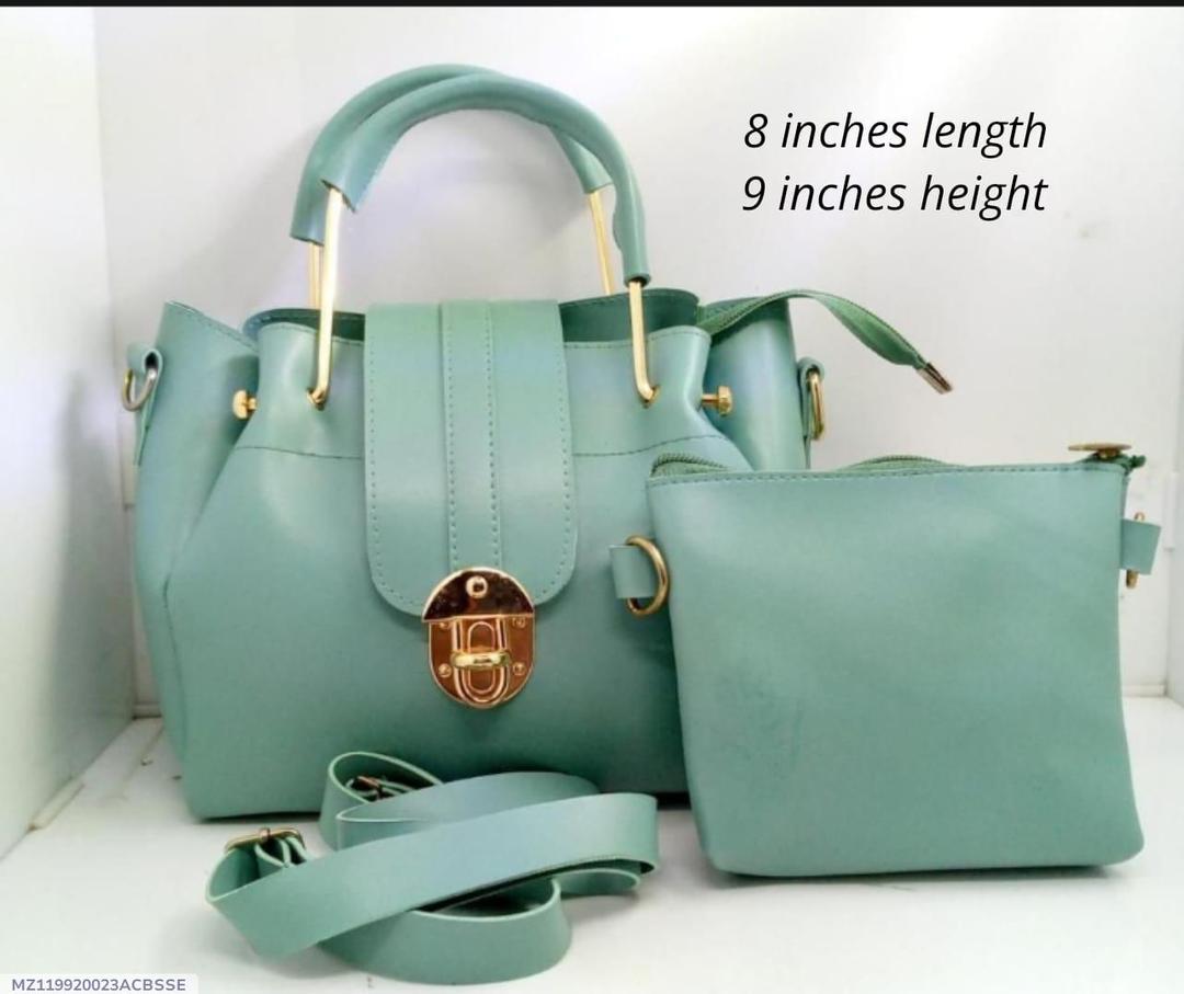 Green PU Leathr Crossbody Bag Set with Pouc