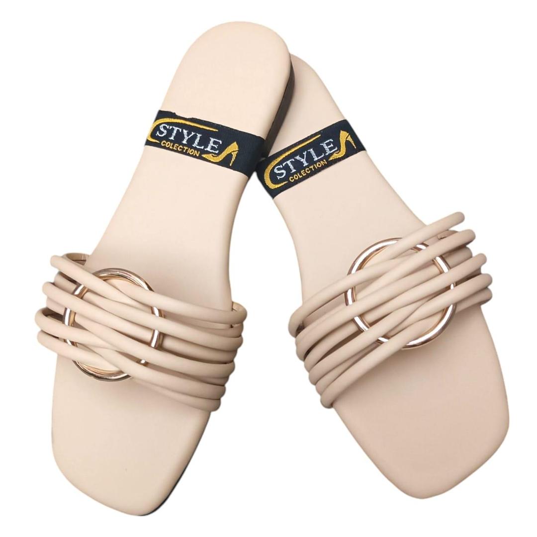 *Product Name*: Women's Beige PVC Strappy Flat Sandals Multi Sizes