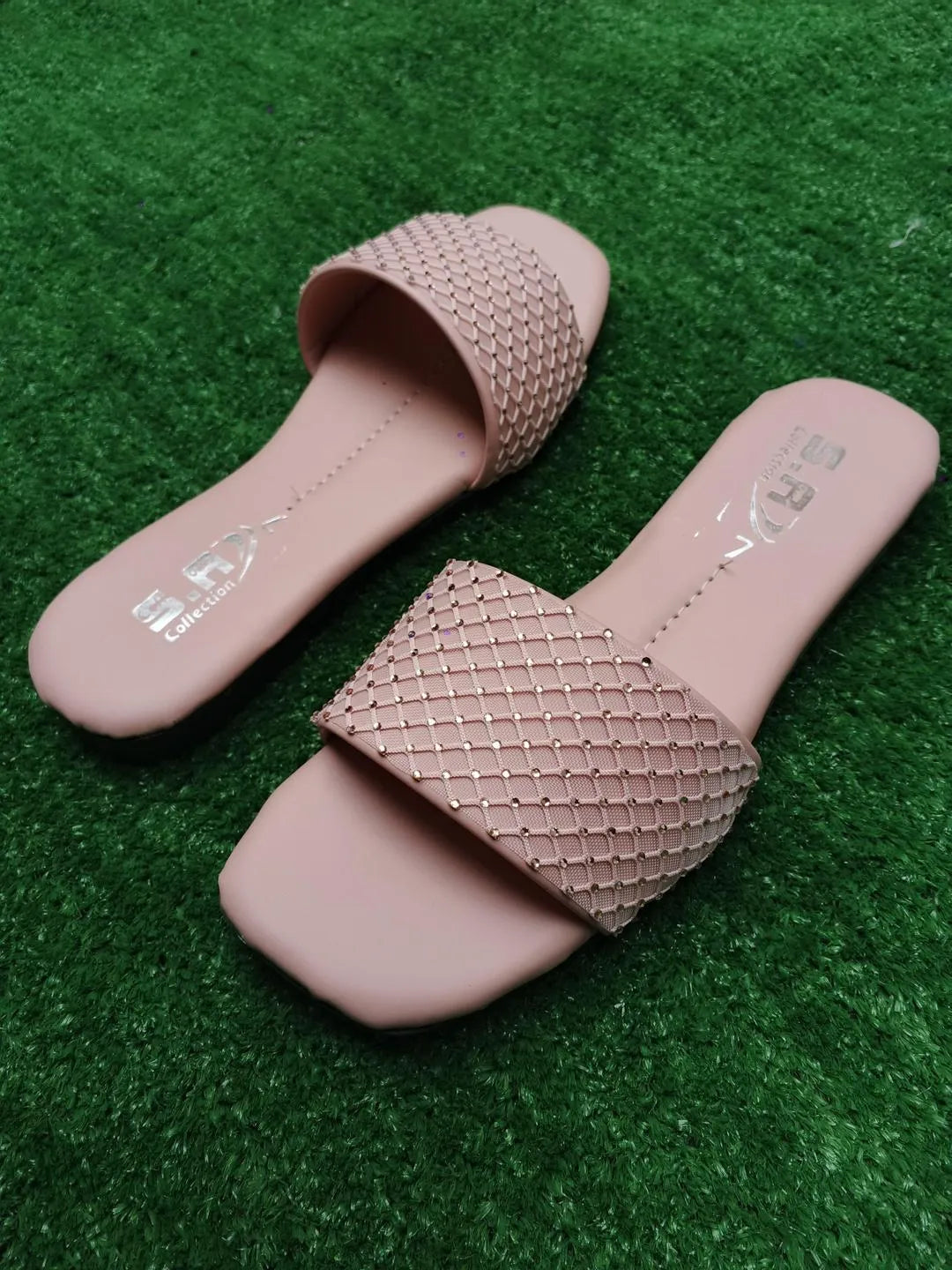 *Product Name*: Women Synthetic Leather Rhinestone Flats Pink Size 6-10
