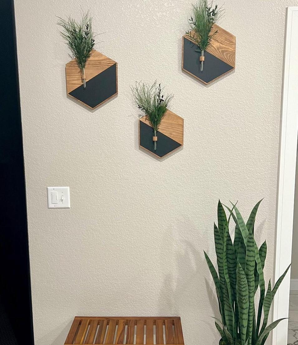 MDF Wood Wall Planter Black Brown Home Decor