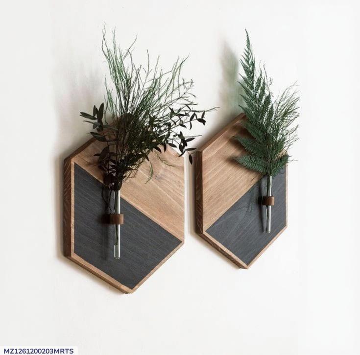 MDF Wood Wall Planter Black Brown Home Decor